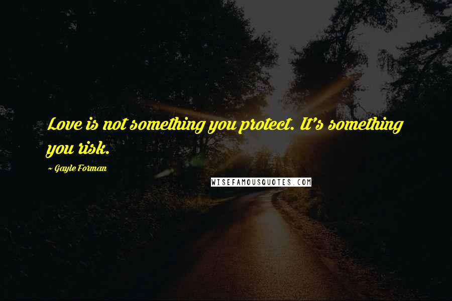 Gayle Forman Quotes: Love is not something you protect. It's something you risk.