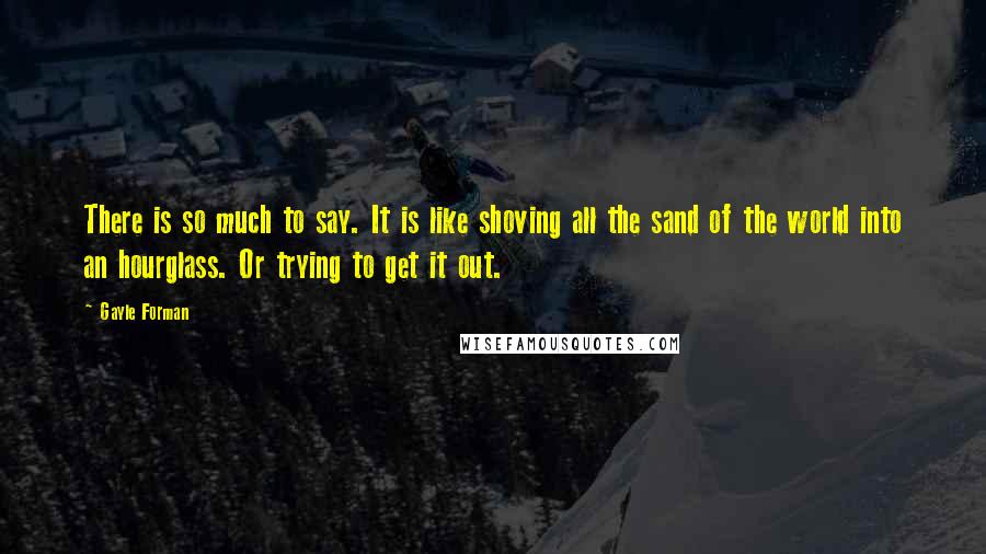 Gayle Forman Quotes: There is so much to say. It is like shoving all the sand of the world into an hourglass. Or trying to get it out.