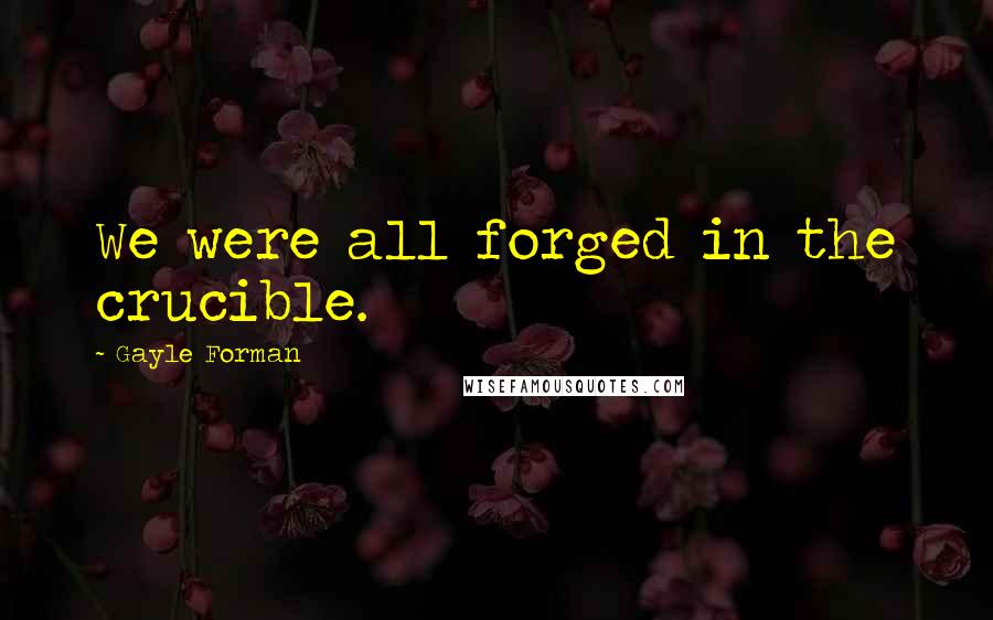 Gayle Forman Quotes: We were all forged in the crucible.