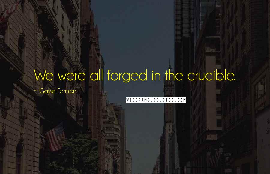 Gayle Forman Quotes: We were all forged in the crucible.