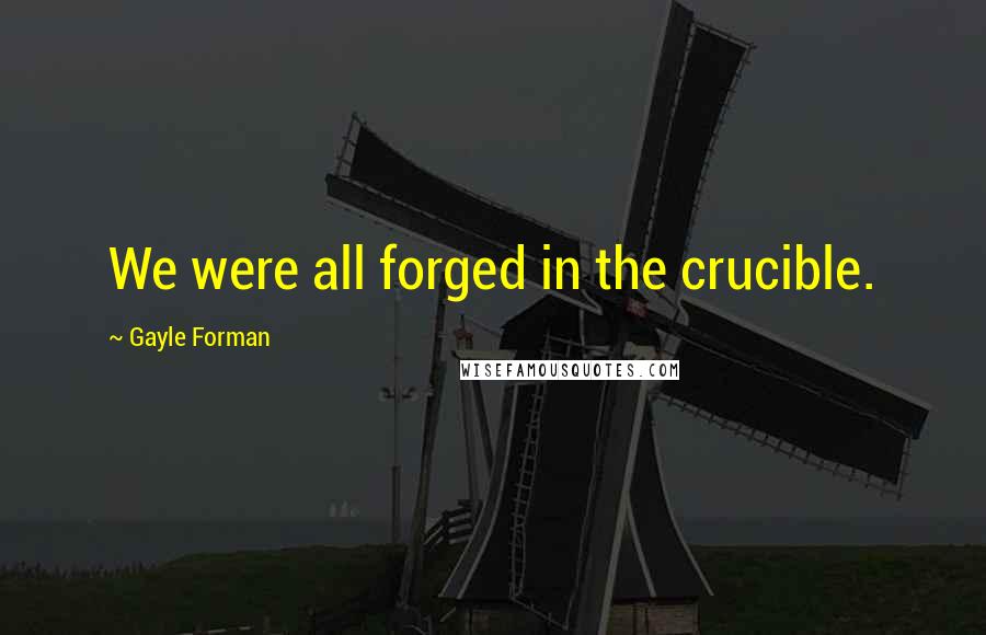 Gayle Forman Quotes: We were all forged in the crucible.