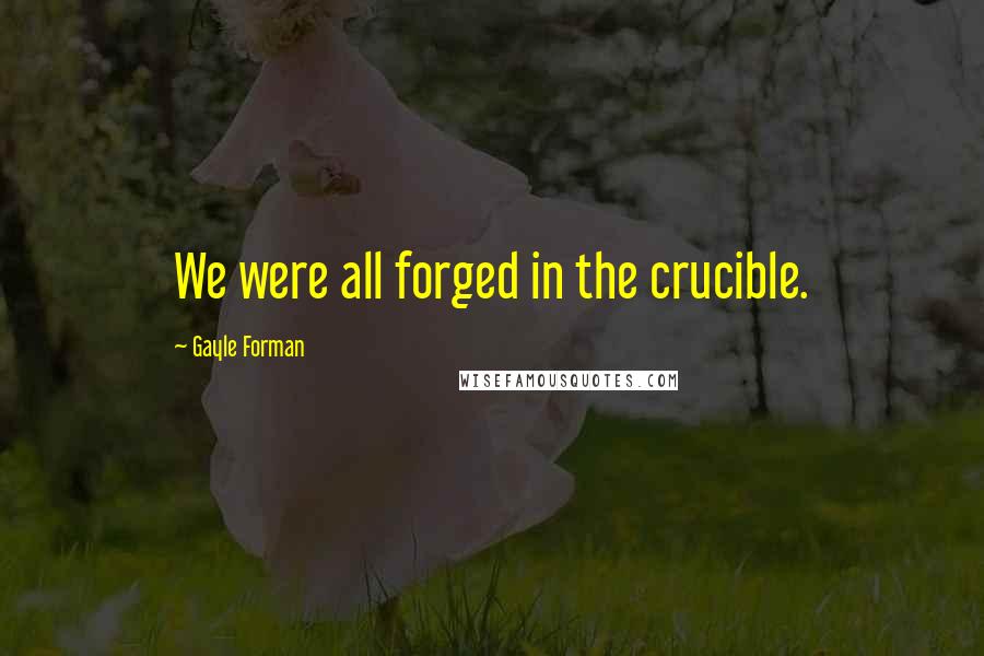 Gayle Forman Quotes: We were all forged in the crucible.