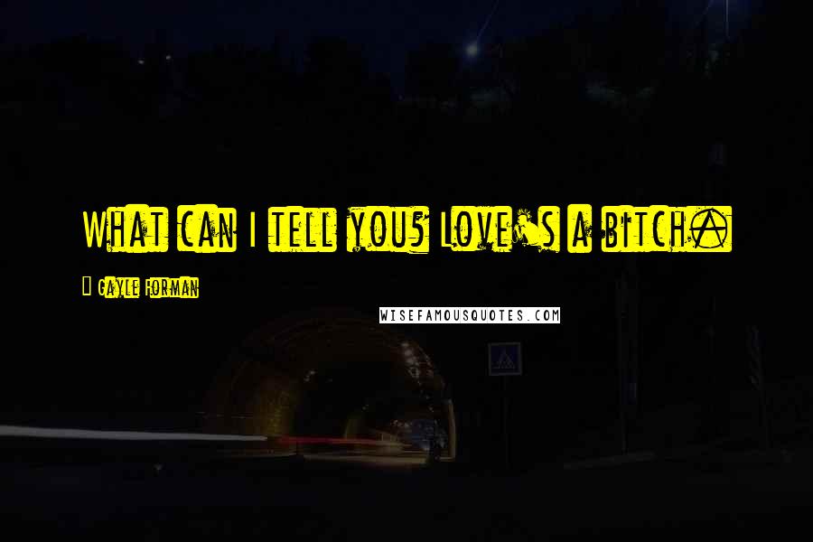 Gayle Forman Quotes: What can I tell you? Love's a bitch.