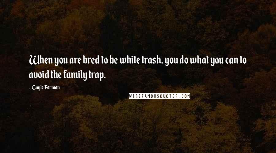 Gayle Forman Quotes: When you are bred to be white trash, you do what you can to avoid the family trap.