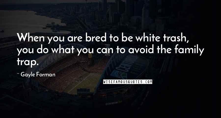 Gayle Forman Quotes: When you are bred to be white trash, you do what you can to avoid the family trap.