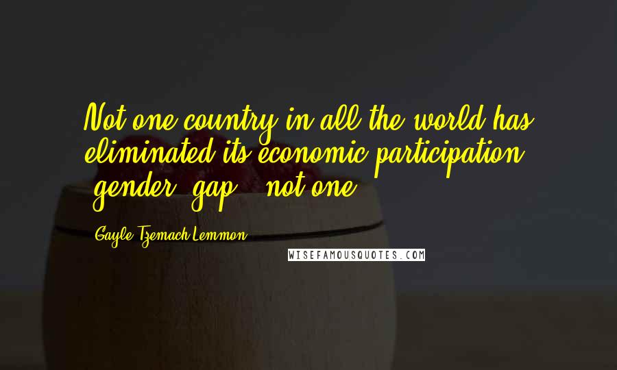 Gayle Tzemach Lemmon Quotes: Not one country in all the world has eliminated its economic participation [gender] gap - not one.