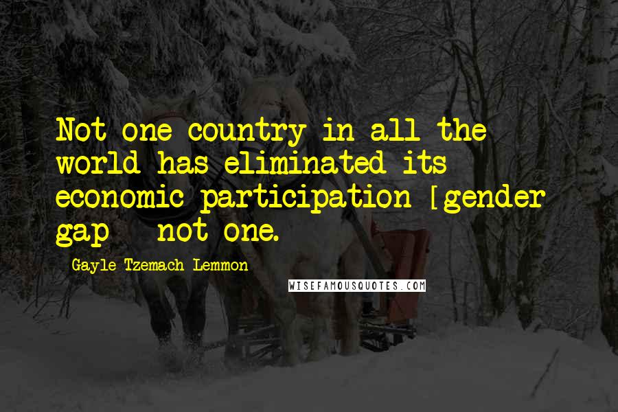 Gayle Tzemach Lemmon Quotes: Not one country in all the world has eliminated its economic participation [gender] gap - not one.