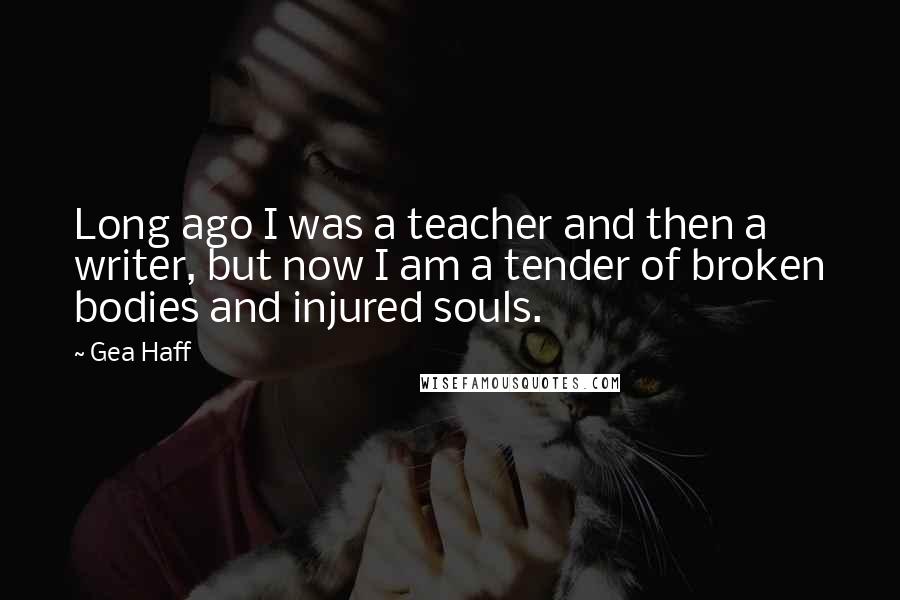 Gea Haff Quotes: Long ago I was a teacher and then a writer, but now I am a tender of broken bodies and injured souls.