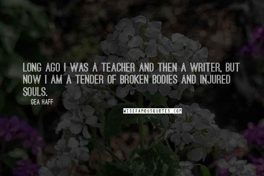 Gea Haff Quotes: Long ago I was a teacher and then a writer, but now I am a tender of broken bodies and injured souls.