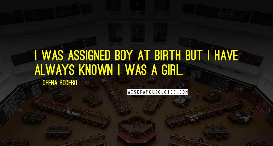 Geena Rocero Quotes: I was assigned boy at birth but I have always known I was a girl.