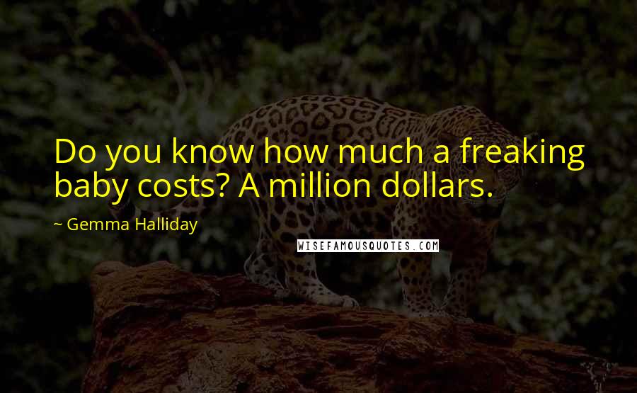 Gemma Halliday Quotes: Do you know how much a freaking baby costs? A million dollars.