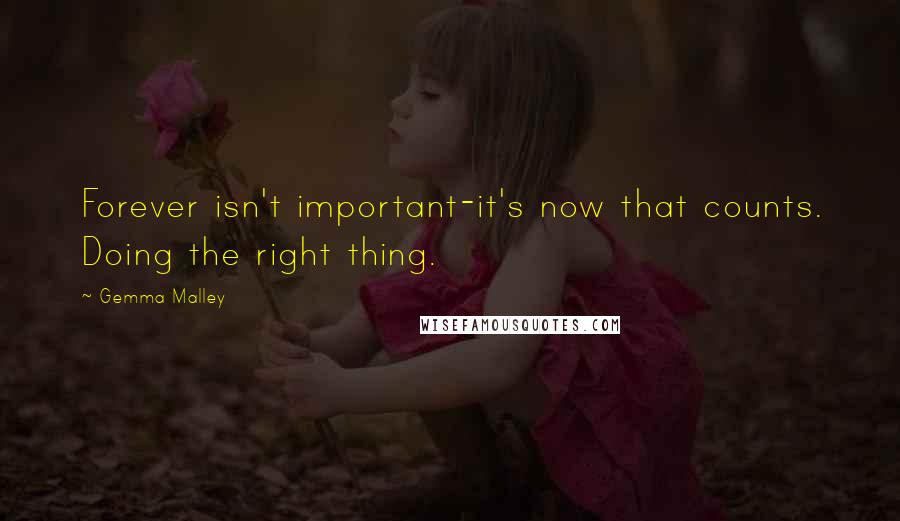 Gemma Malley Quotes: Forever isn't important-it's now that counts. Doing the right thing.