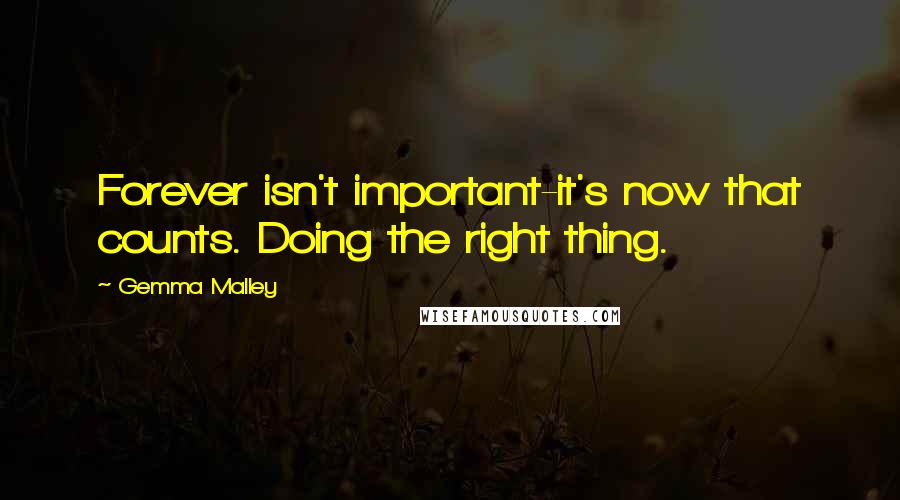 Gemma Malley Quotes: Forever isn't important-it's now that counts. Doing the right thing.