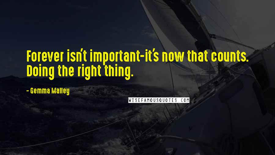 Gemma Malley Quotes: Forever isn't important-it's now that counts. Doing the right thing.