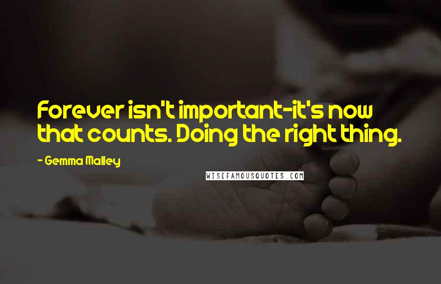 Gemma Malley Quotes: Forever isn't important-it's now that counts. Doing the right thing.