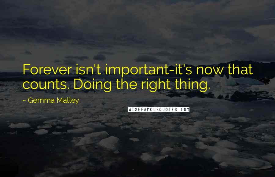 Gemma Malley Quotes: Forever isn't important-it's now that counts. Doing the right thing.