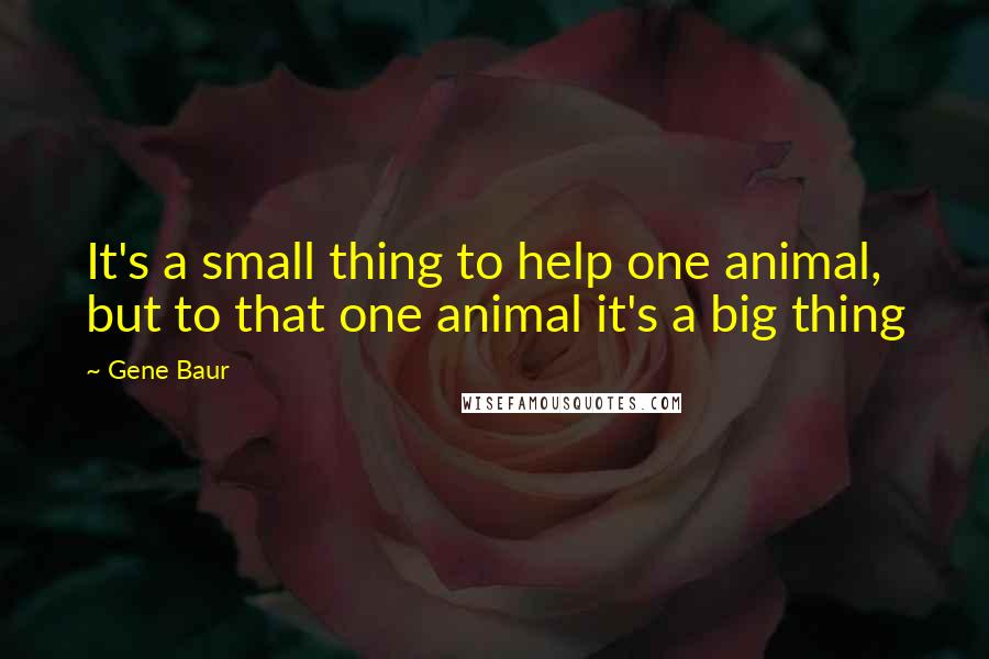 Gene Baur Quotes: It's a small thing to help one animal, but to that one animal it's a big thing