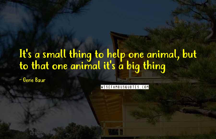 Gene Baur Quotes: It's a small thing to help one animal, but to that one animal it's a big thing