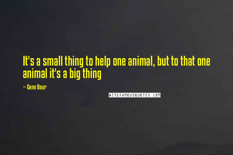 Gene Baur Quotes: It's a small thing to help one animal, but to that one animal it's a big thing