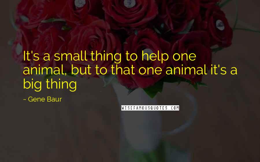 Gene Baur Quotes: It's a small thing to help one animal, but to that one animal it's a big thing