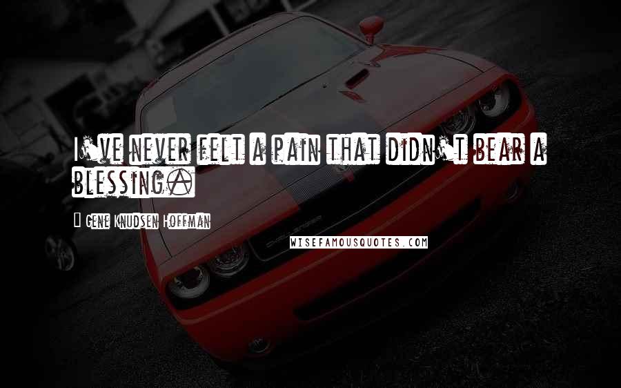 Gene Knudsen Hoffman Quotes: I've never felt a pain that didn't bear a blessing.