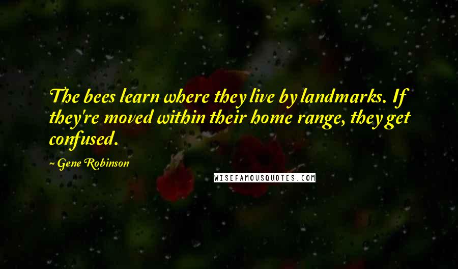 Gene Robinson Quotes: The bees learn where they live by landmarks. If they're moved within their home range, they get confused.