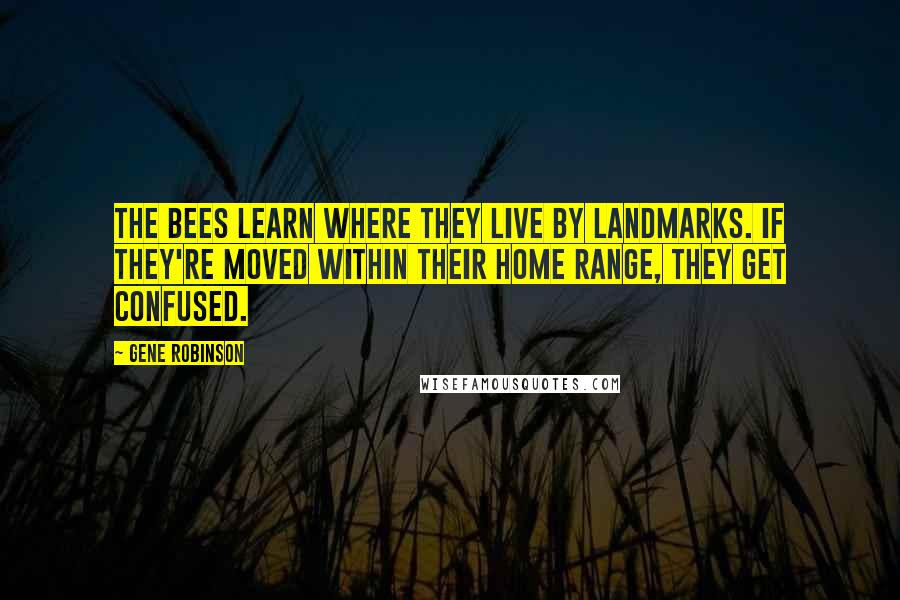 Gene Robinson Quotes: The bees learn where they live by landmarks. If they're moved within their home range, they get confused.