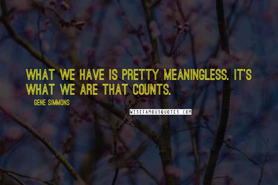 Gene Simmons Quotes: What we have is pretty meaningless. It's what we are that counts.