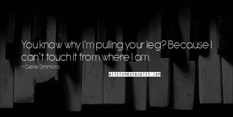 Gene Simmons Quotes: You know why I'm pulling your leg? Because I can't touch it from where I am.