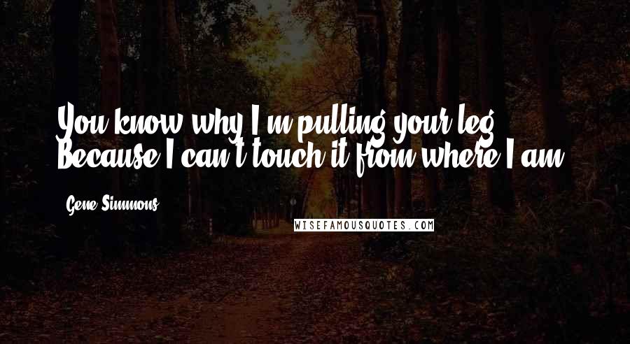 Gene Simmons Quotes: You know why I'm pulling your leg? Because I can't touch it from where I am.
