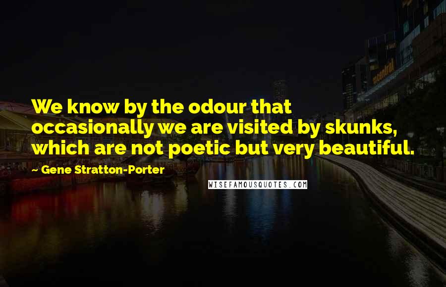 Gene Stratton-Porter Quotes: We know by the odour that occasionally we are visited by skunks, which are not poetic but very beautiful.