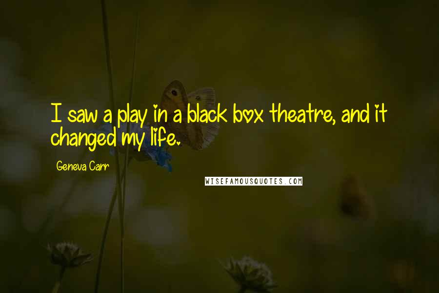 Geneva Carr Quotes: I saw a play in a black box theatre, and it changed my life.