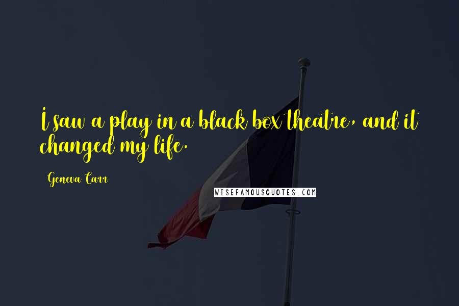 Geneva Carr Quotes: I saw a play in a black box theatre, and it changed my life.