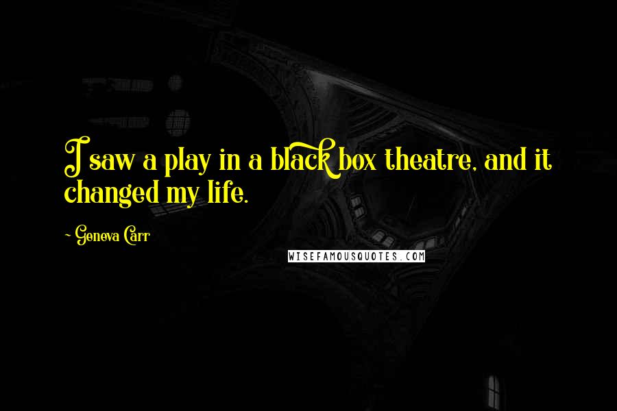 Geneva Carr Quotes: I saw a play in a black box theatre, and it changed my life.