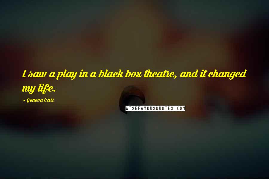Geneva Carr Quotes: I saw a play in a black box theatre, and it changed my life.
