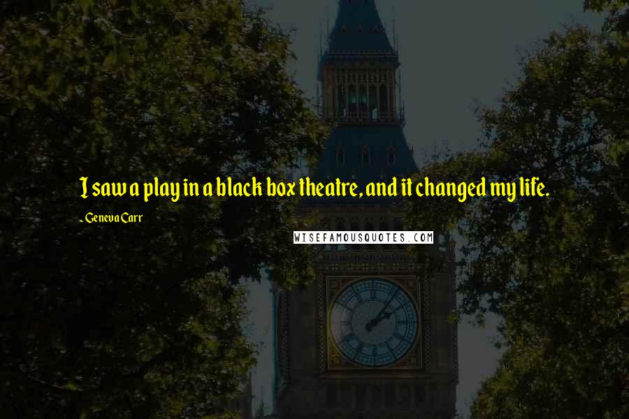 Geneva Carr Quotes: I saw a play in a black box theatre, and it changed my life.