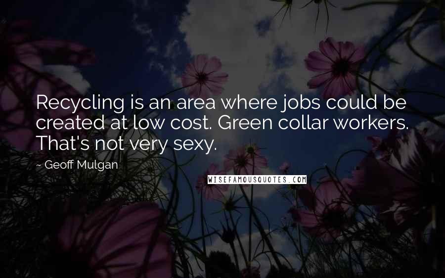 Geoff Mulgan Quotes: Recycling is an area where jobs could be created at low cost. Green collar workers. That's not very sexy.