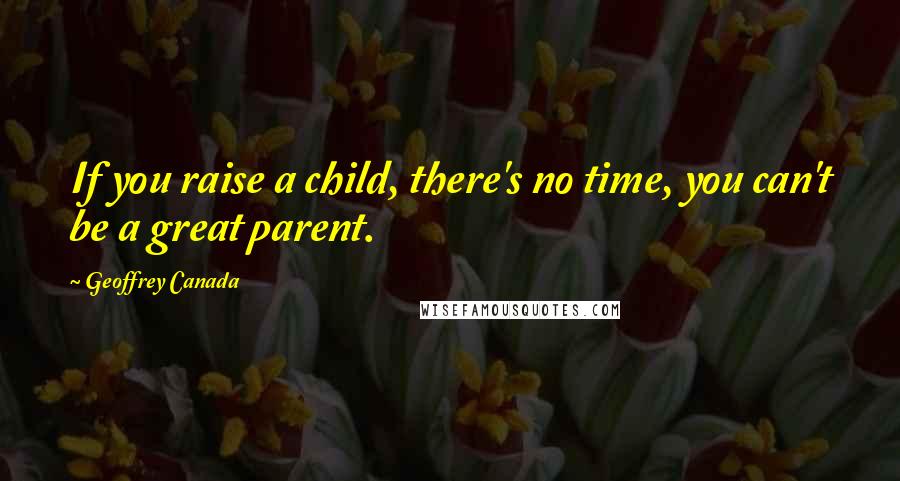 Geoffrey Canada Quotes: If you raise a child, there's no time, you can't be a great parent.