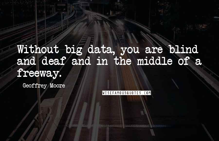 Geoffrey Moore Quotes: Without big data, you are blind and deaf and in the middle of a freeway.