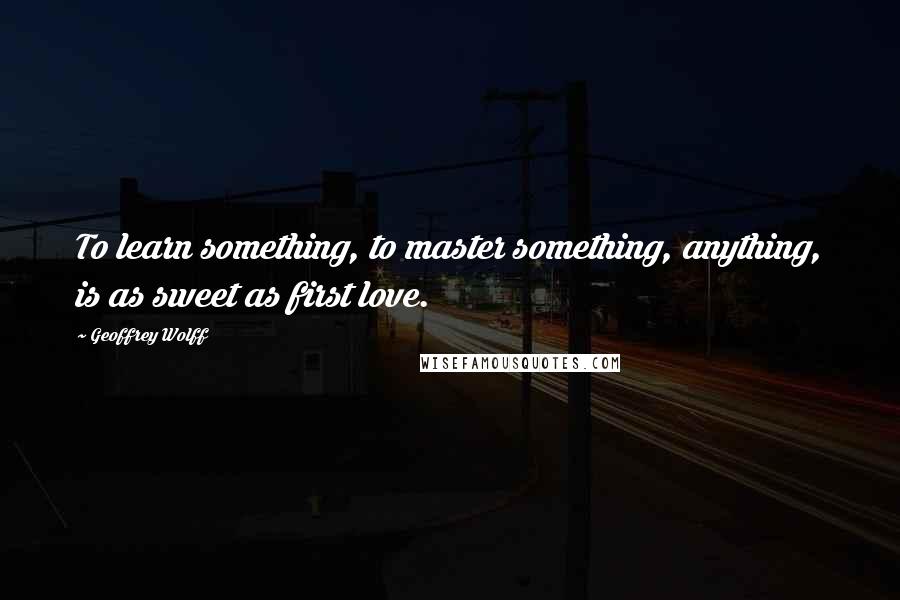 Geoffrey Wolff Quotes: To learn something, to master something, anything, is as sweet as first love.