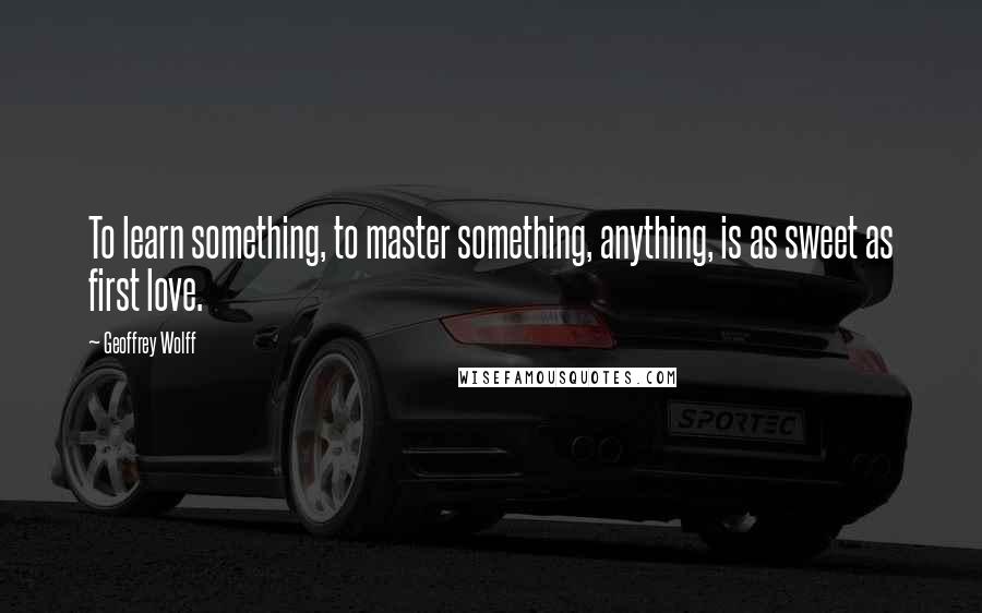 Geoffrey Wolff Quotes: To learn something, to master something, anything, is as sweet as first love.