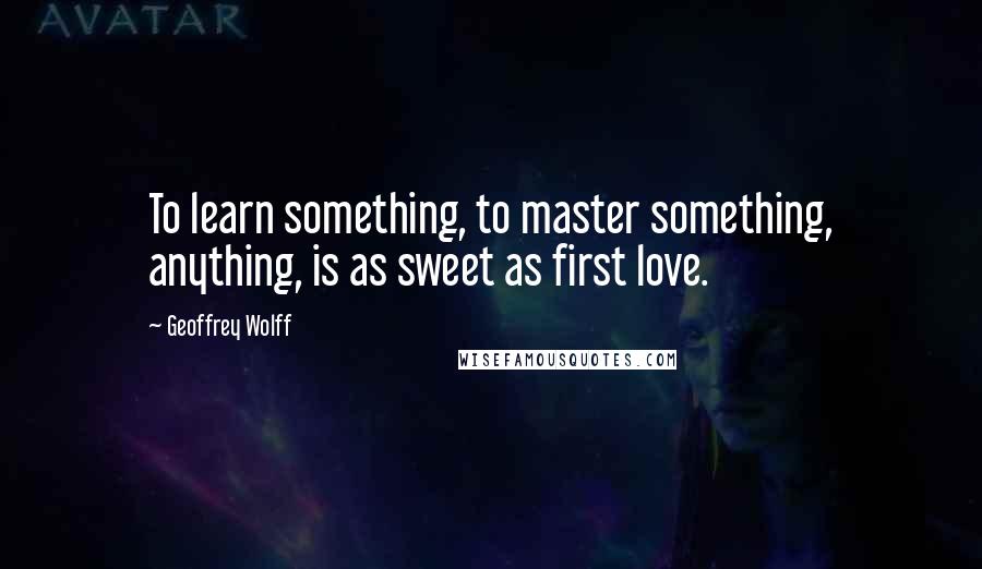 Geoffrey Wolff Quotes: To learn something, to master something, anything, is as sweet as first love.