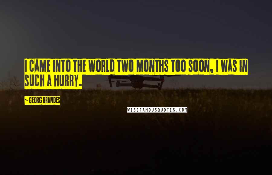 Georg Brandes Quotes: I came into the world two months too soon, I was in such a hurry.