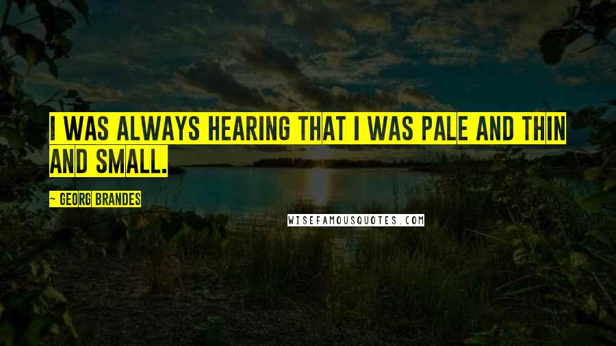 Georg Brandes Quotes: I was always hearing that I was pale and thin and small.