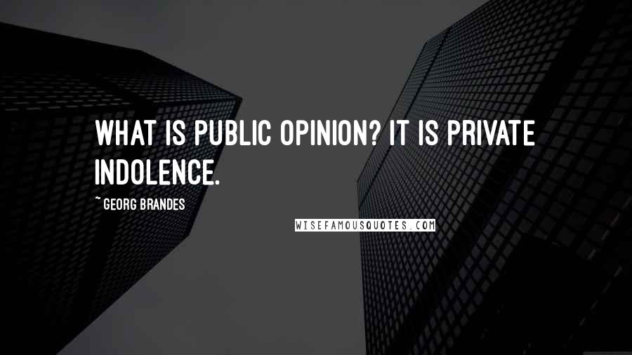 Georg Brandes Quotes: What is public opinion? It is private indolence.