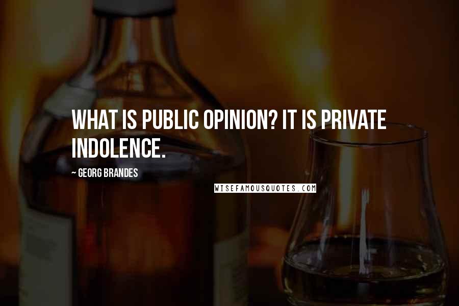 Georg Brandes Quotes: What is public opinion? It is private indolence.