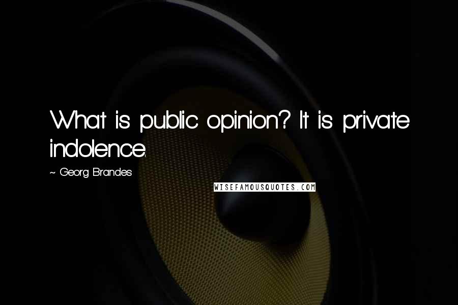 Georg Brandes Quotes: What is public opinion? It is private indolence.