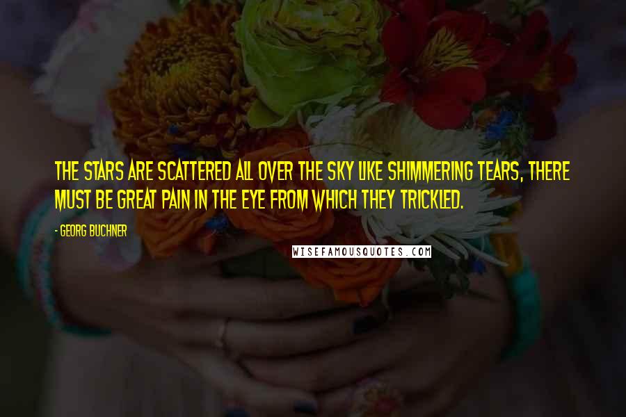 Georg Buchner Quotes: The stars are scattered all over the sky like shimmering tears, there must be great pain in the eye from which they trickled.