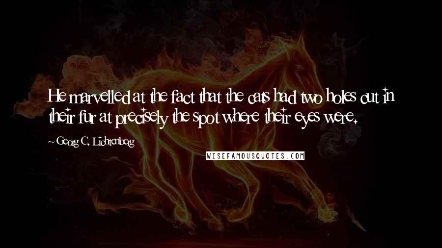 Georg C. Lichtenberg Quotes: He marvelled at the fact that the cats had two holes cut in their fur at precisely the spot where their eyes were.