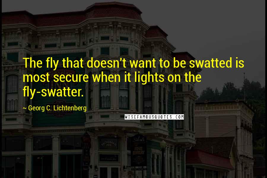 Georg C. Lichtenberg Quotes: The fly that doesn't want to be swatted is most secure when it lights on the fly-swatter.